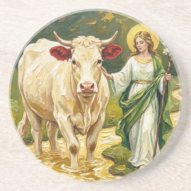 Dessous De Verre En Grès St. Brigid & The White Cow (Imbolc) (Devant)