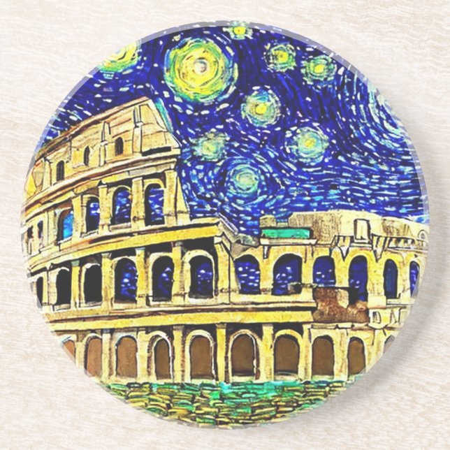 Dessous De Verre En Grès Starry Night Rome Italie (Devant)