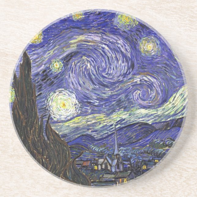 Dessous De Verre En Grès Starry Night, Vincent Van Gogh. (Devant)