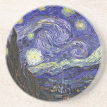 Dessous De Verre En Grès Starry Night, Vincent Van Gogh.<br><div class="desc">Starry Night,  Vincent Van Gogh. Famous impressionism fine art. Landscape oil painting.</div>
