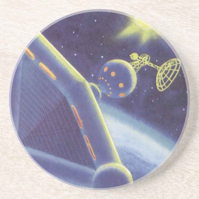 Dessous De Verre En Grès Station spatiale orbitante de science-fiction vint (Devant)