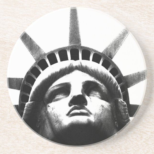Dessous De Verre En Grès Statue noire et blanche de la Liberté (Devant)
