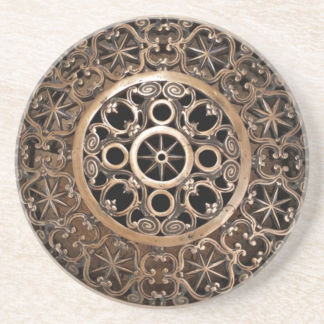 Dessous De Verre En Grès Steampunk antique de bronze en métal de Vatican (Devant)