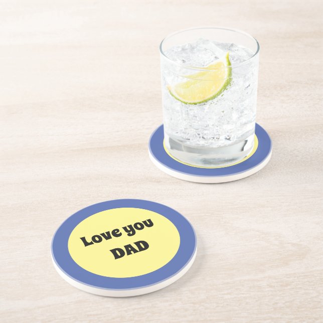 Dessous De Verre En Grès Sticker Carré à gros point jaune (Côté)