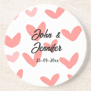 Dessous De Verre En Grès style de texte minimal simple blanc mariage cœur r