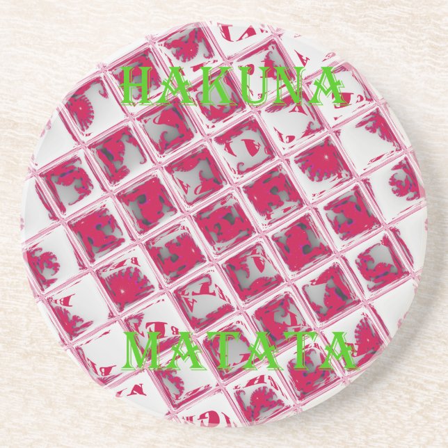 Dessous De Verre En Grès Style Red Hakuna Matata (Devant)