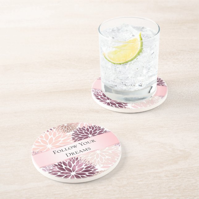 Dessous De Verre En Grès Stylish Chic Rose Fleurie Shower de Mariage (Côté)