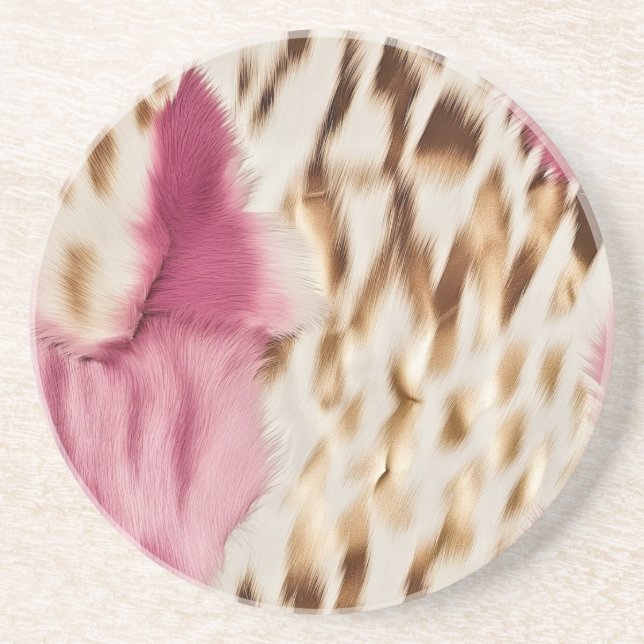 Dessous De Verre En Grès Stylish Girly Rose White Gold Zebra (Devant)