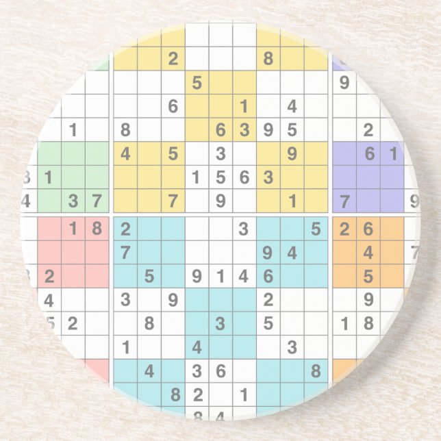Dessous De Verre En Grès sudoku pastel (Devant)
