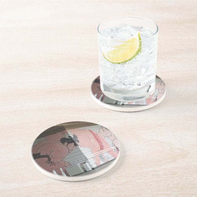 Dessous De Verre En Grès Sumo Mural Art (Côté)