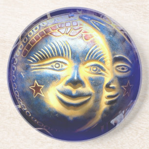 Dessous De Verre En Grès sun face/ moon face coaster