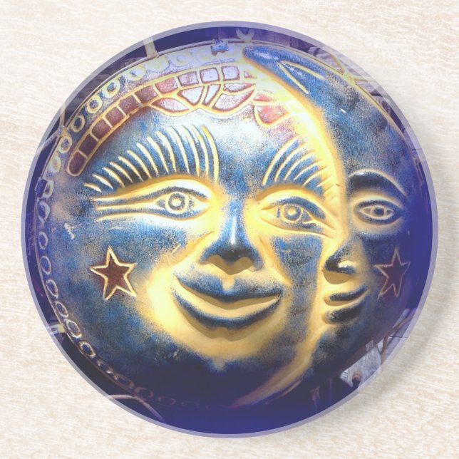 Dessous De Verre En Grès sun face/ moon face coaster (Devant)