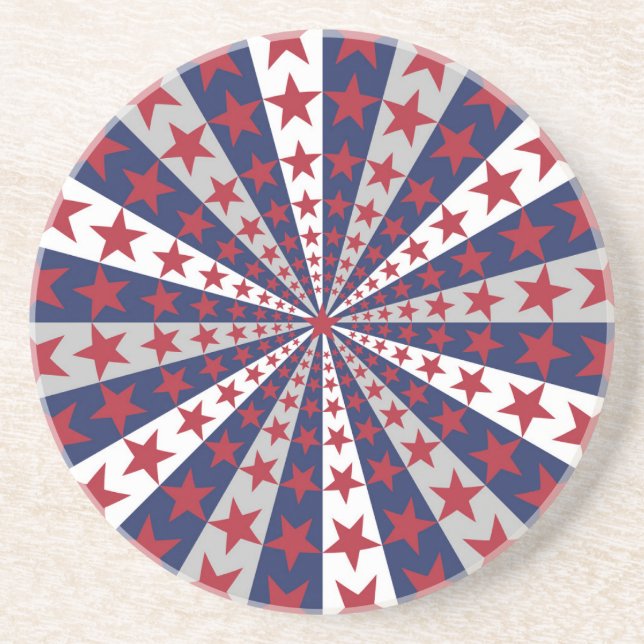Dessous De Verre En Grès Sunburst patriotique : Drapeau américain (Devant)