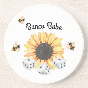 Dessous De Verre En Grès Sunflower Bees Floral Dice Bunco