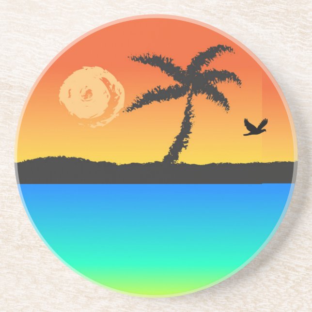 Dessous De Verre En Grès Sunset de l'île (Devant)