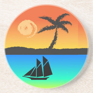 Dessous De Verre En Grès Sunset de l'île
