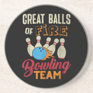 Dessous De Verre En Grès Super Balls Fire Bowling Team Shirt Funny Vintage