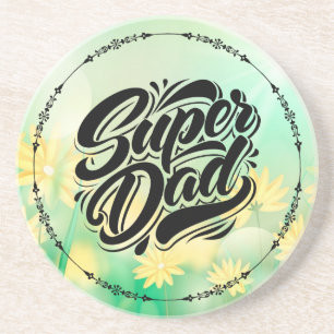 Dessous De Verre En Grès Super Papa Héros Typographie Design-67888