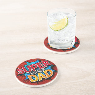 Dessous De Verre En Grès Super Papa Moustache Rétro Bande Dessinée Grunge