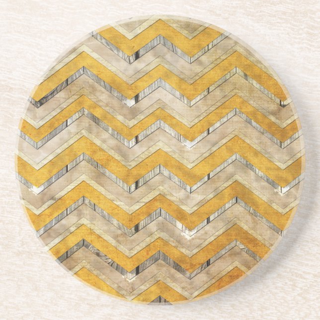 Dessous De Verre En Grès Superbe cool chevron zigzag motif marbre de bois (Devant)