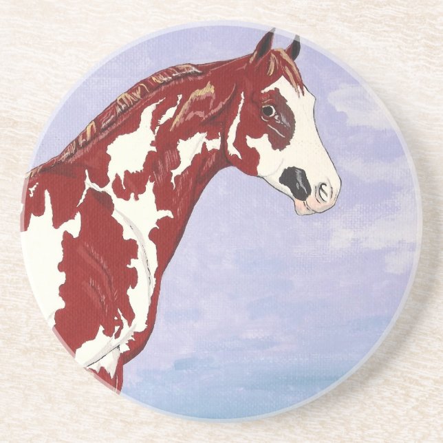 Dessous De Verre En Grès Surplomber l'étalon de Cheval de Peinture (Devant)