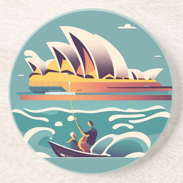 Dessous De Verre En Grès Sydney Opera House Australie peinture souvenir (Devant)