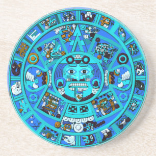 Dessous De Verre En Grès Symbole aztèque maya antique - extrémité de mon