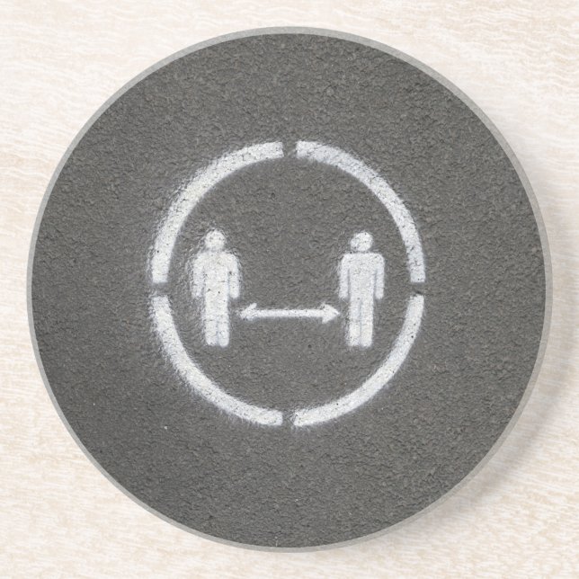 Dessous De Verre En Grès Symbole de distance sociale (Devant)