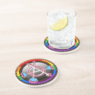 Dessous De Verre En Grès Symbole de l'anarchie du genre, emblème sur damier