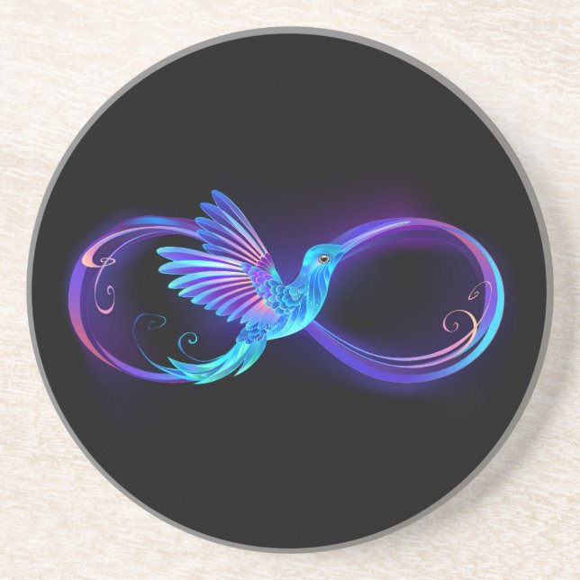 Dessous De Verre En Grès Symbole de Neon Infinity par Glowing Hummingbird (Devant)