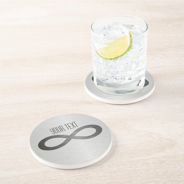 Dessous De Verre En Grès Symbole d'infini sur la texture métallique de Faux (Côté)