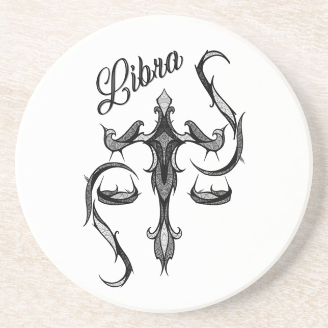 Dessous De Verre En Grès Symbole du zodiaque Balance (Devant)