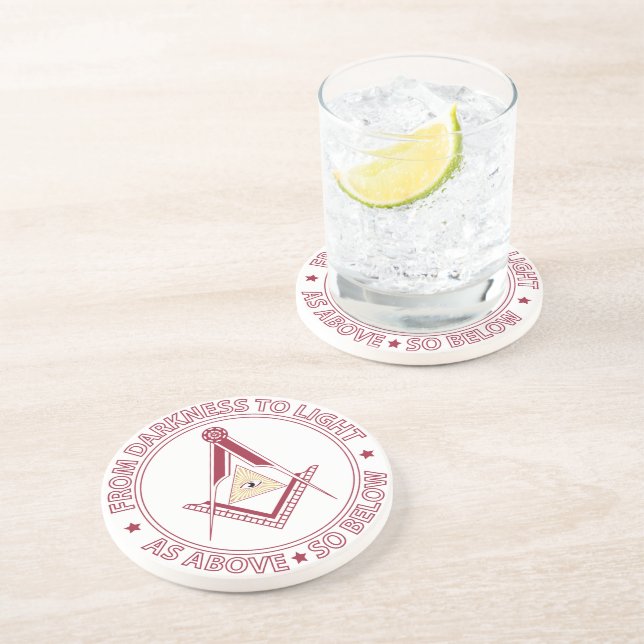 Dessous De Verre En Grès Symbole franc-maçonnerie (Côté)