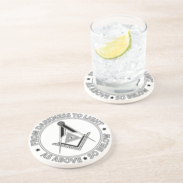 Dessous De Verre En Grès Symbole franc-maçonnerie (Côté)