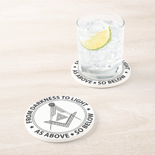 Dessous De Verre En Grès Symbole franc-maçonnerie (Côté)