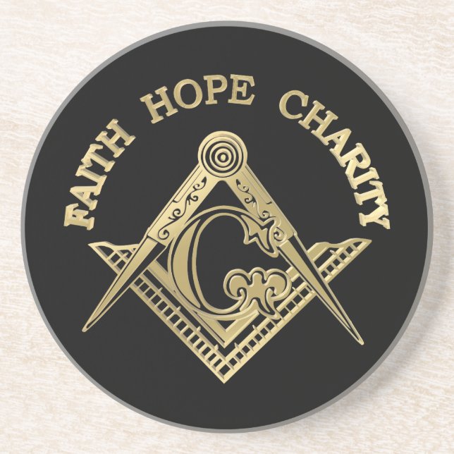 Dessous De Verre En Grès Symbole maçonnique (Devant)