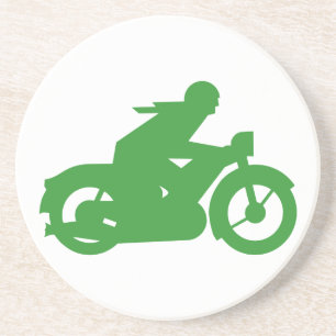 Dessous De Verre En Grès Symbole moto vert