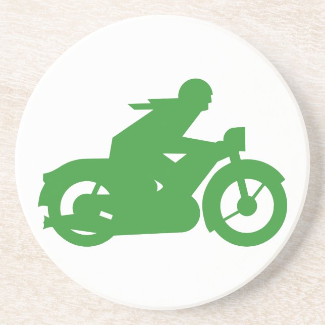Dessous De Verre En Grès Symbole moto vert (Devant)