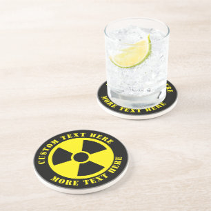 Dessous De Verre En Grès Symbole nucléaire radioactif noir et jaune