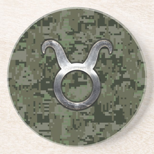 Dessous De Verre En Grès Symbole Taurus Zodiac sur le camouflage numérique  (Devant)