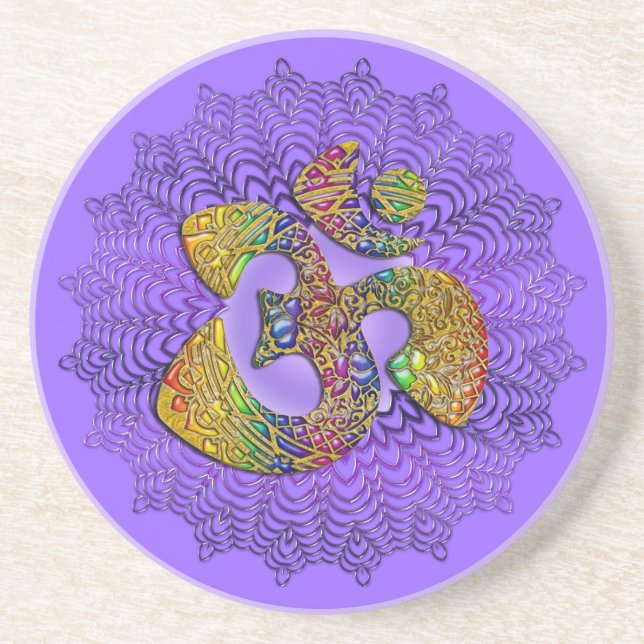 Dessous De Verre En Grès Symbole universel OM / AUM - Ornement (Devant)