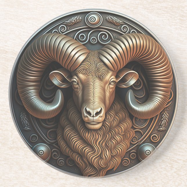 Dessous De Verre En Grès SYMBOLE Zodiaque Aries Horoscope (Devant)