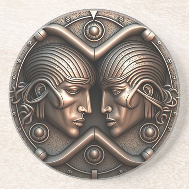 Dessous De Verre En Grès SYMBOLE Zodiaque Gemini Horoscope Gemini (Devant)