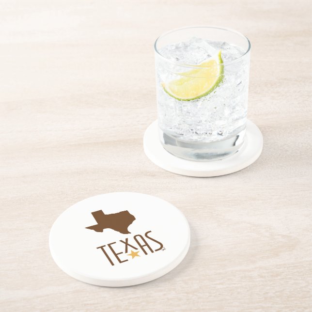 Dessous De Verre En Grès Symboles du Texas, État du Texas, marron (Côté)
