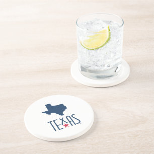 Dessous De Verre En Grès Symboles du Texas, Texas, bleu marine