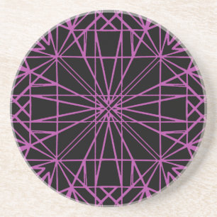 Dessous De Verre En Grès Symétrie géométrique noire et violette/Magenta