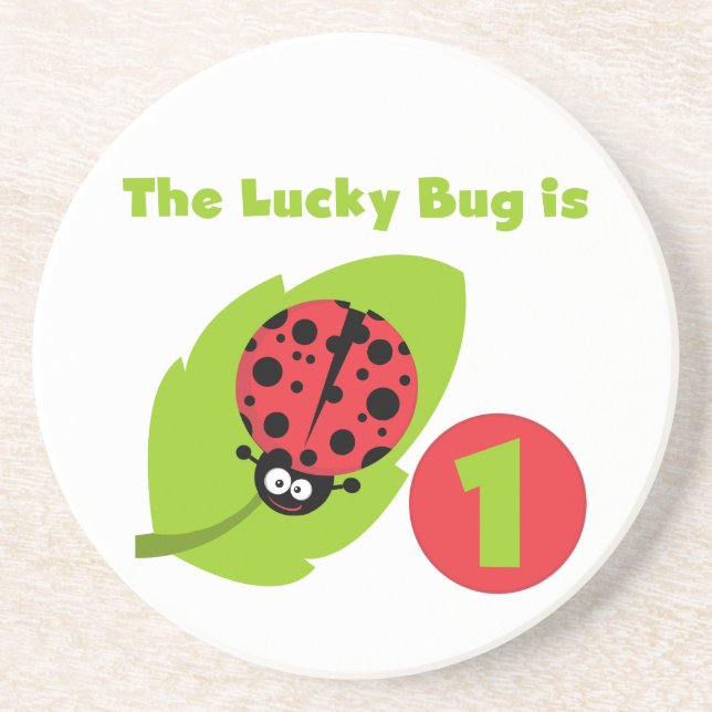 Dessous De Verre En Grès T-shirts et cadeaux Lucky Bug 1er anniversaire (Devant)
