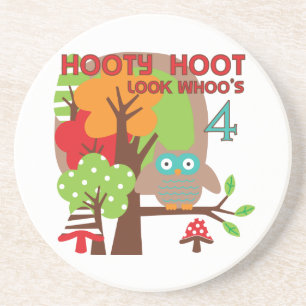 Dessous De Verre En Grès T-shirts et cadeaux Owl 4th Birthday