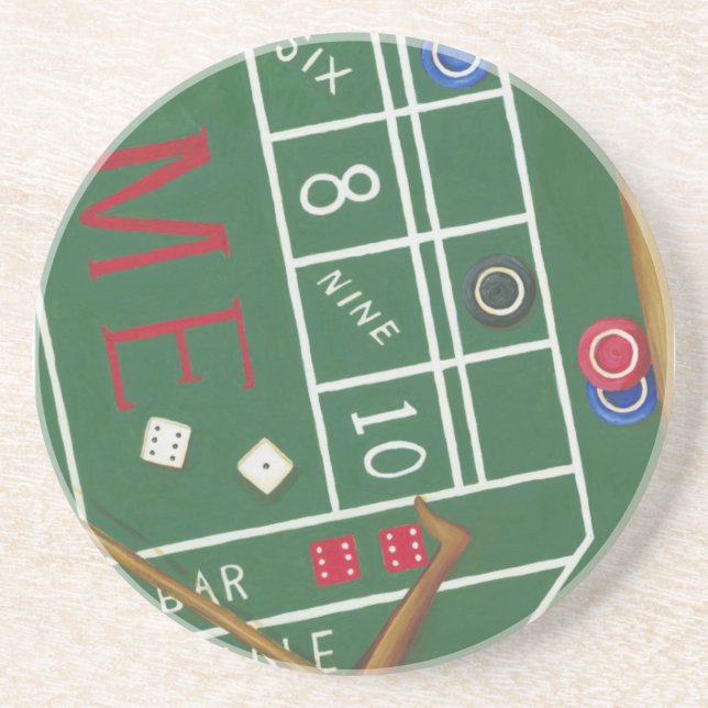 Dessous De Verre En Grès Table Casino Craps avec chips et dés (Devant)