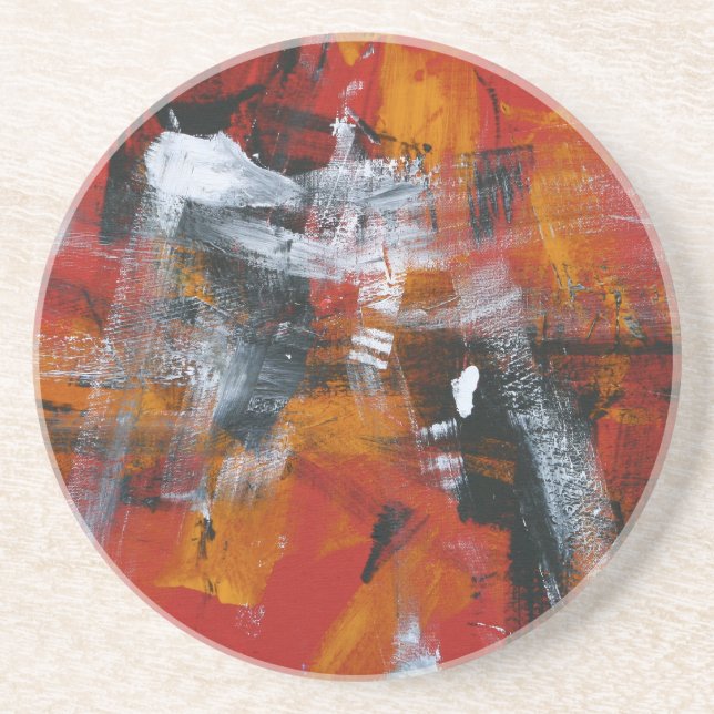 Dessous De Verre En Grès Tableau Abstrait 57 Réveillé (Devant)